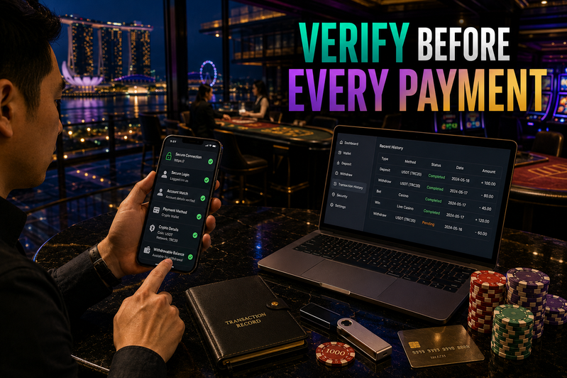 Singapore player checking secure mobile casino login and wallet details